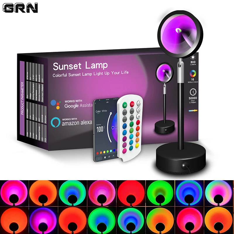 Glass Bed - Smart LED Sunset Lamp Colorful Changing