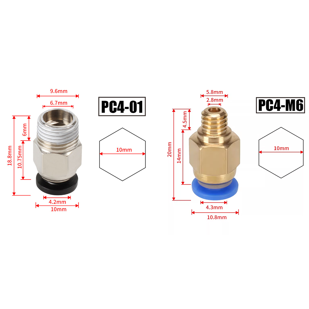Bowden Tube - 10pcs/lot PC4-M10 Pneumatic Connectors For 3D