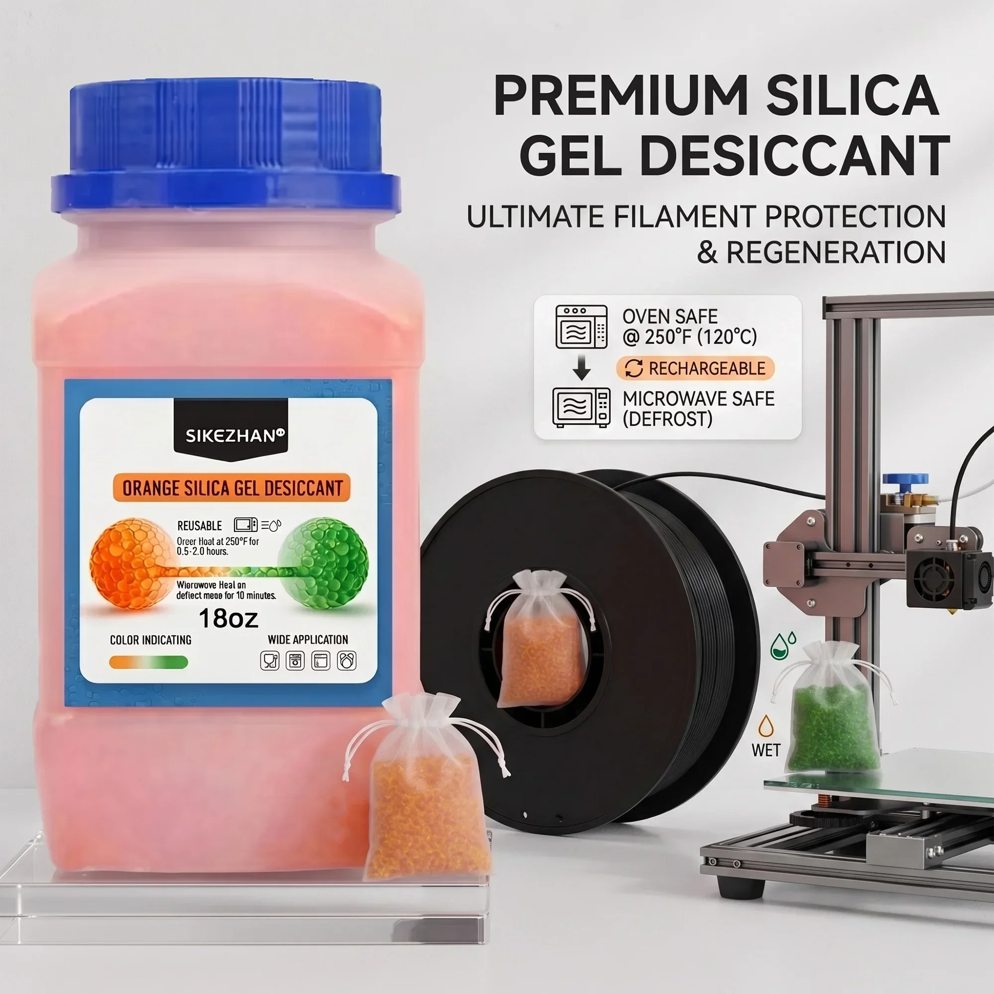 Enclosure 3D Printer - 3D Printer Filament Desiccant Orange Silica