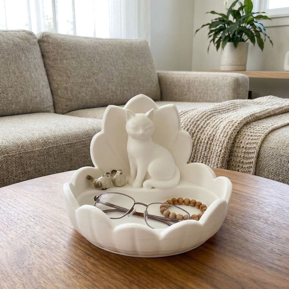 3D Printer Stand - Cute Lotus Cat Jewelry Storage Tray