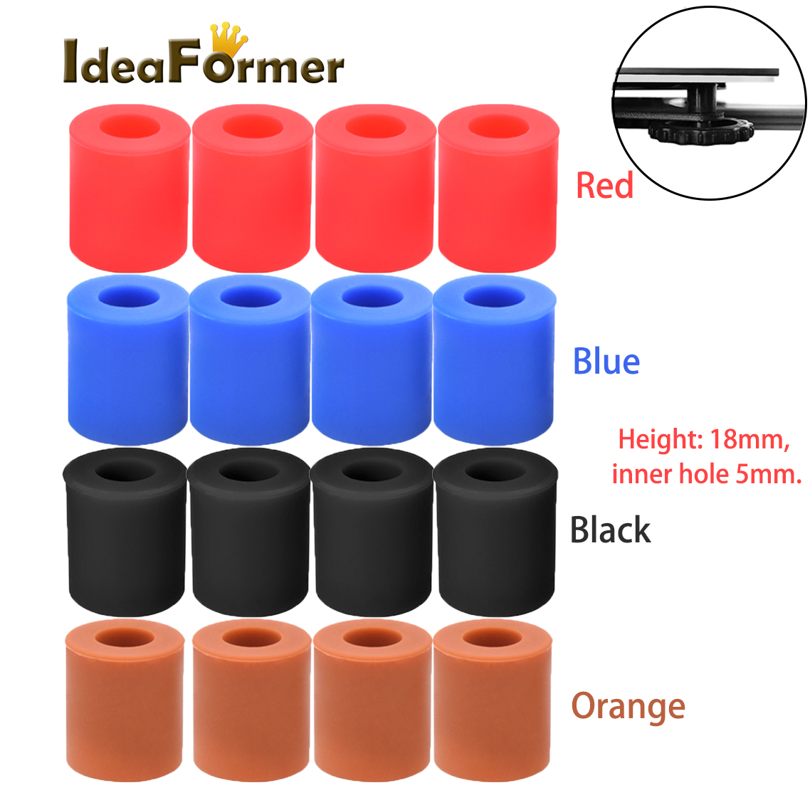 3D Printer Bed - IdeaFormer 4Pcs High Temperature Silicone Solid