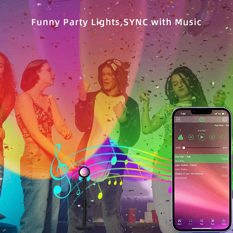 Smart LED Sunset Lamp Colorful - Glass Bed review and price